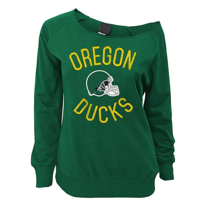 Juniors' Oregon Ducks Flashdance Slouch Crewneck, Teens, Size: Small, Dark Green