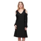Women's Nina Leonard Cold-shoulder Swing Dress, Size: Small, Black