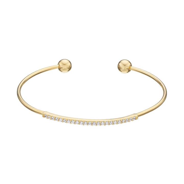 Fleur Cubic Zirconia Bar Cuff Bracelet, Women's, Yellow