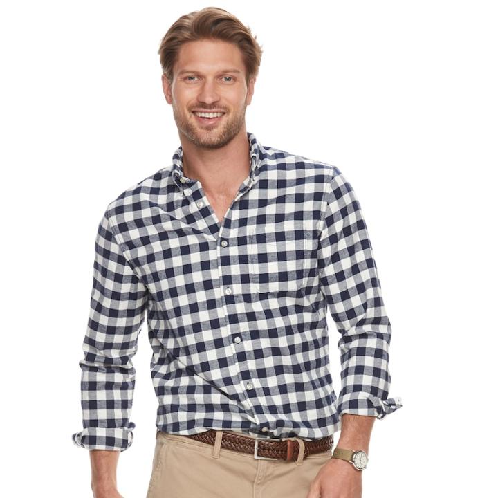 Men's Sonoma Goods For Life&trade; Flexwear Classic-fit Oxford Stretch Button-down Shirt, Size: Small, White