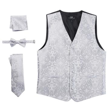 Men's Steven Land Paisley 4-pc. Vest Set, Size: Medium, Silver