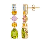 David Tutera 14k Gold Over Silver Simulated Gemstone Linear Teardrop Earrings, Women's, Green