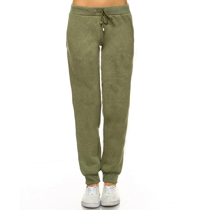 Women's White Mark Side-stripe Jogger Pants, Size: Large, Green Oth