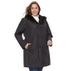 Plus Size Gallery Faux-fur Trim Long Jacket, Women's, Size: 2xl, Black
