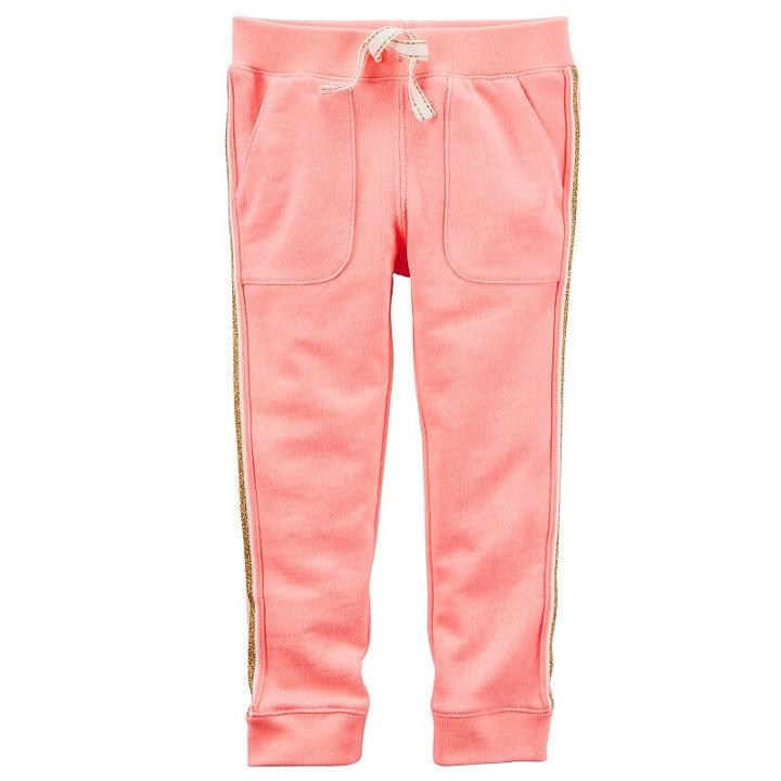 Girls 4-8 Carter's Metallic Stripe French Terry Jogger Pants, Girl's, Size: 8, Pink