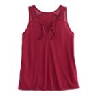 Girls 7-16 & Plus Size Mudd&reg; Lace-up Tank Top, Size: 10, Red
