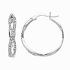 Chrystina Braided Oval Hoop Earrings, Women's, White