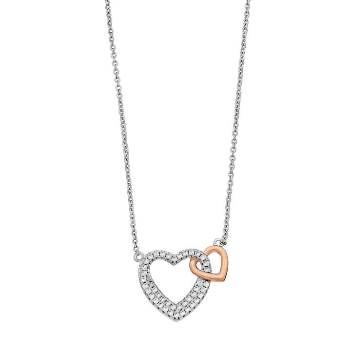 Silver Expressions By Larocks Two Tone Cubic Zirconia Sisters Pendant Necklace, Women's, White