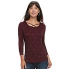Women's Juicy Couture Embellished Crisscross Top, Size: Medium, Rumba Red Black