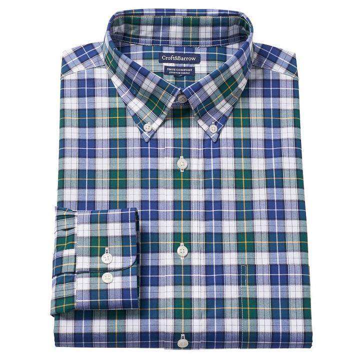 Big & Tall Croft & Barrow&reg; True Comfort Regular-fit Dress Shirt, Men's, Size: 19 34/5t, Green