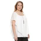 Plus Size Ab Studio Cold-shoulder Popover Top, Women's, Size: 2xl, White