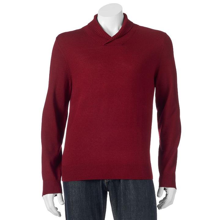 Men's Apt. 9&reg; Modern-fit Marled Merino Shawl-collar Sweater, Size: Large, Red