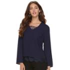 Women's Apt. 9&reg; Lace-hem Popover Top, Size: Xl, Dark Blue