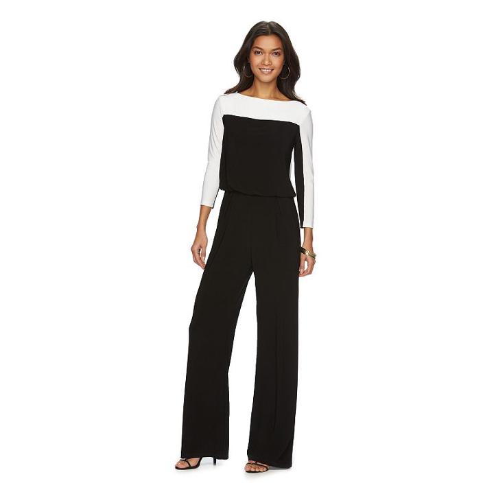 Women's Chaps Colorblock Jumpsuit, Size: 16, Black