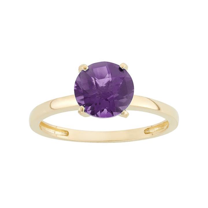 Amethyst 10k Gold Solitaire Ring, Women's, Size: 6, Purple