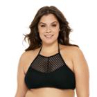 Juniors' Plus Size Costa Del Sol High-neck Halter Bikini Top, Size: 3xl, Black
