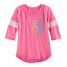 Girls 7-16 & Plus Size So&reg; Striped 3/4-sleeve Graphic Tee, Size: 14 1/2, Pink