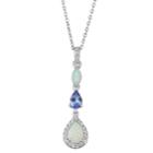 Sterling Silver Lab-created Opal & White Sapphire Pendant Necklace, Women's, Blue