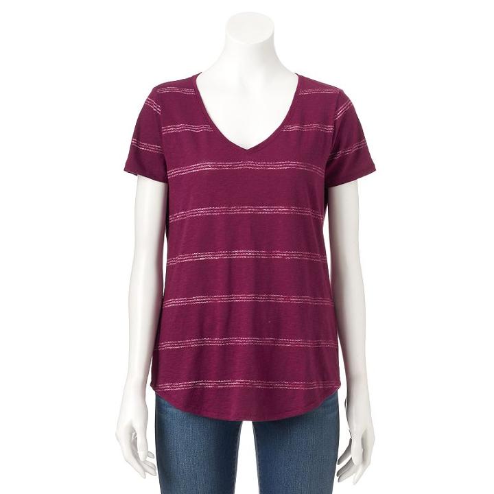 Women's Sonoma Goods For Life&trade; Slubbed V-neck Tee, Size: Xl, Med Purple