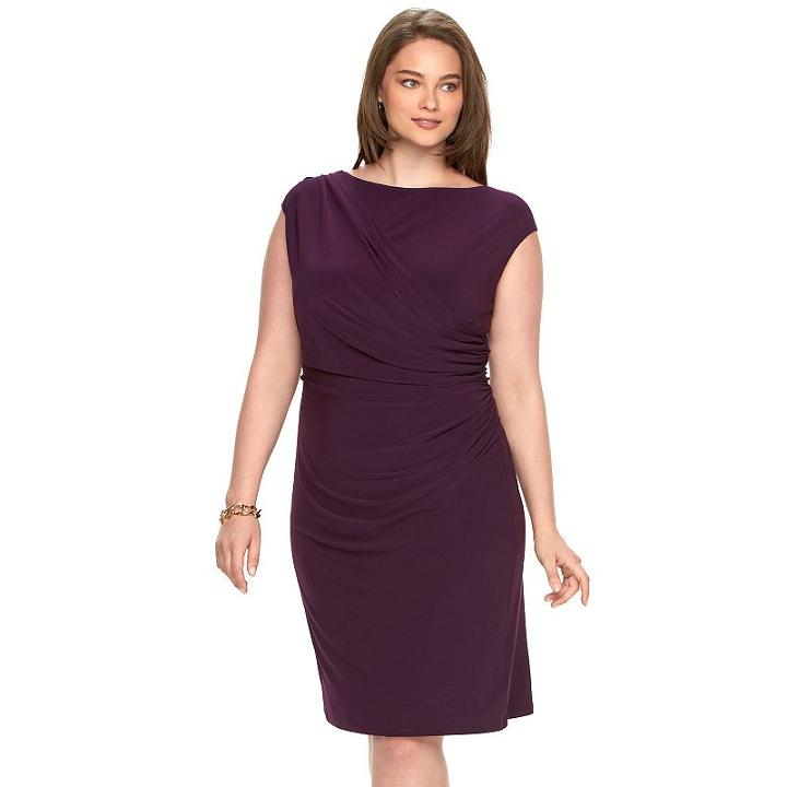Plus Size Chaps Draped Ruched Sheath Dress, Women's, Size: 24 W, Purple