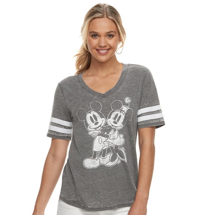 Disney's Mickey & Minnie Mouse Juniors' Varsity Graphic Tee, Teens, Size: Xs, Grey
