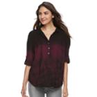 Women's Rock & Republic&reg; Tie-dye Challis Shirt, Size: Xxl, Dark Red