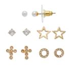 Napier Cubic Zirconia Cross & Star Nickel Free Stud Earring Set, Women's, Gold