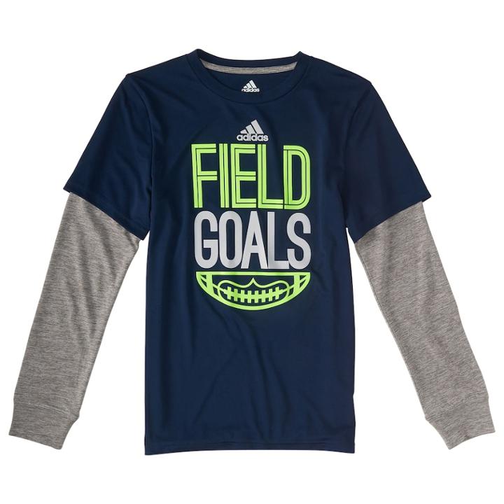 Boys 4-7x Adidas Field Goals Football Mock-layer Tee, Size: 5, Blue (navy)