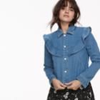 K/lab Ruffled Denim Jacket, Teens, Size: Medium, Blue