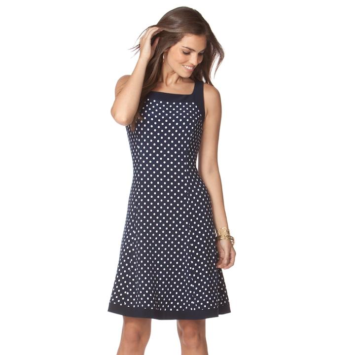 Women's Chaps Abstract Fit & Flare Dress, Size: Xl, Blue (navy)