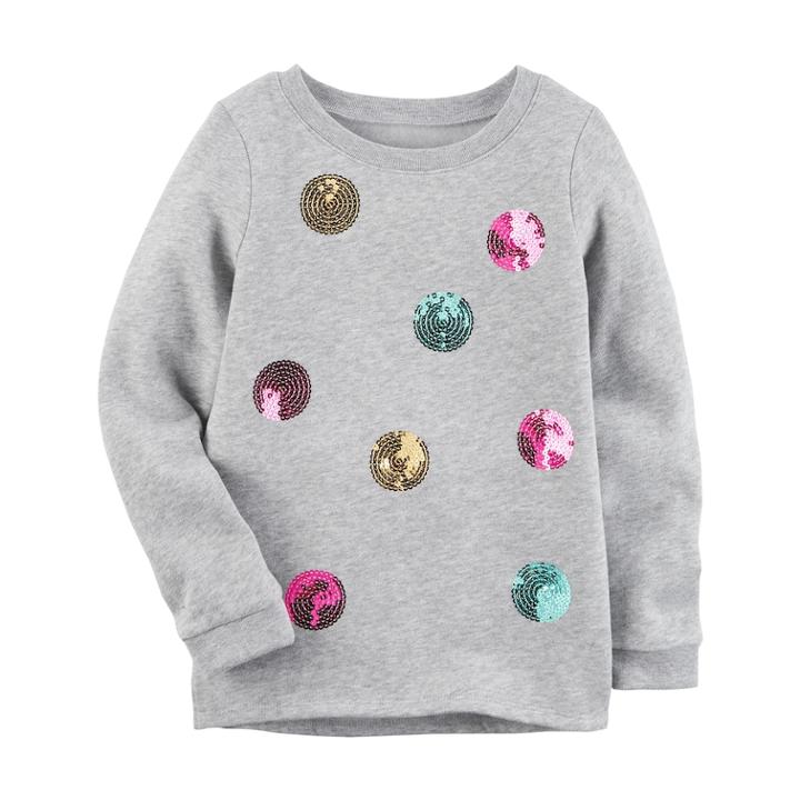 Girls 4-8 Carter's Sequin Dot Sweatshirt, Size: 6x, Grey