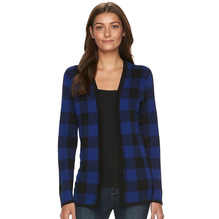 Women's Croft & Barrow&reg; Essential Print Cardigan, Size: Xl, Dark Blue