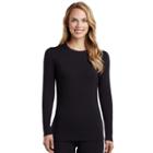 Women's Cuddl Duds Softwear Crewneck Top, Size: Medium, Black