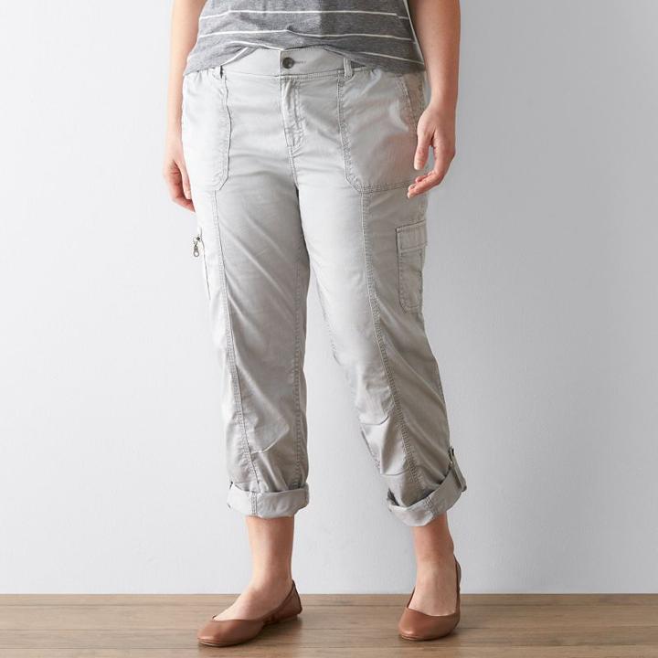 Plus Size Sonoma Goods For Life&trade; Cargo Convertible Pants, Women's, Size: 18 W, Med Grey