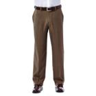 Men's Haggar Eclo Stria Classic-fit Flat-front Dress Pants, Size: 32x30, Dark Beige
