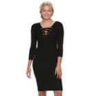 Juniors' Almost Famous Ribbed Lace-up Sweater Dress, Teens, Size: Medium, Black