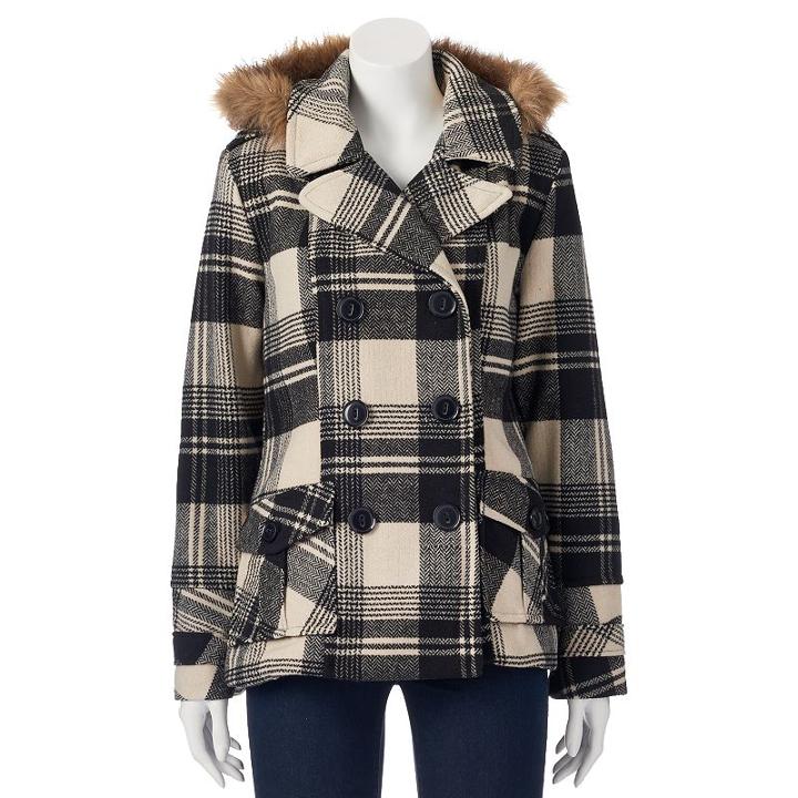 Juniors' Urban Republic Wool Blend Peacoat, Girl's, Size: Xs, Med Beige