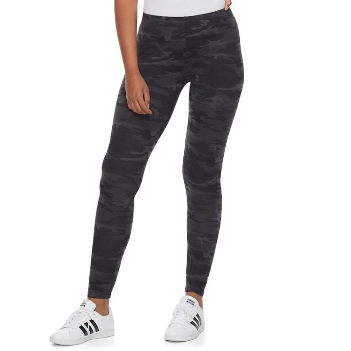 Juniors' Grayson Threads Mineral Wash Leggings, Teens, Size: Small, Gray Camo Print