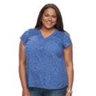 Plus Size Croft & Barrow&reg; Printed Woven Top, Women's, Size: 1xl, Blue (navy)