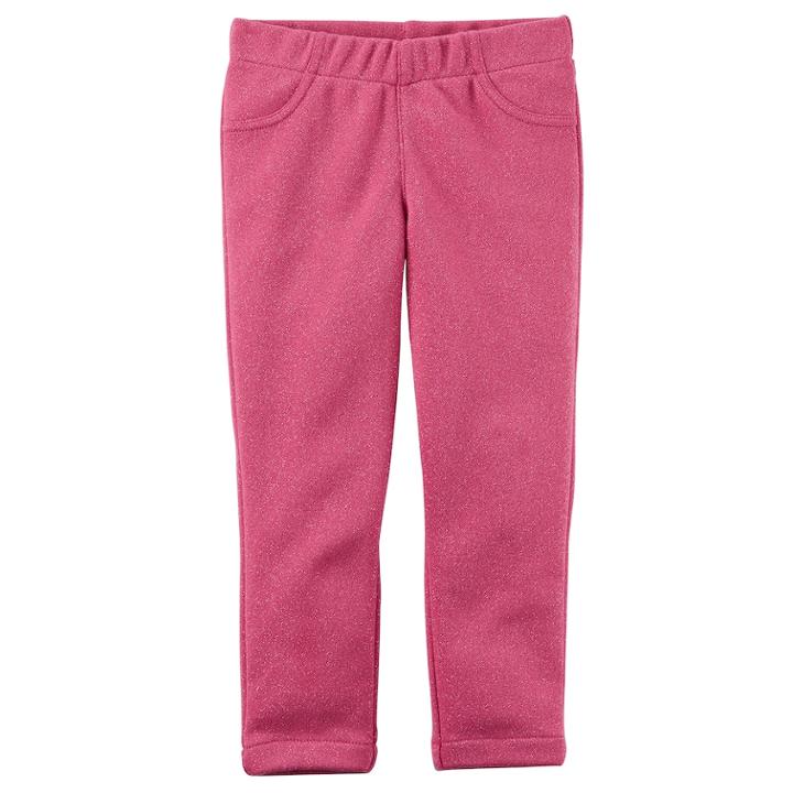Girls 4-8 Carter's Pink Sparkle Skinny Jeggings, Size: 6
