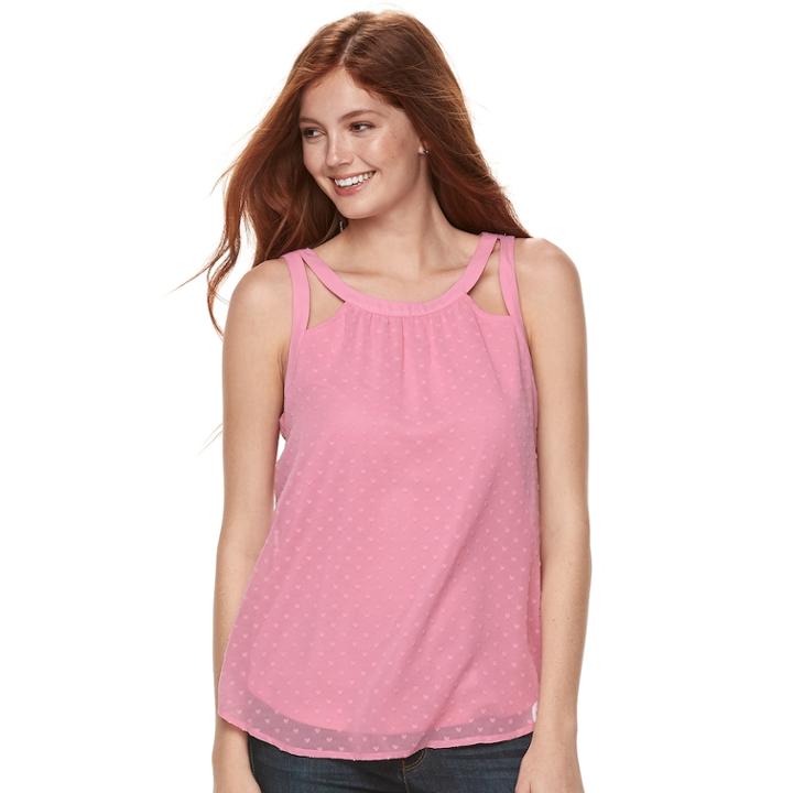 Juniors' Candie's&reg; Halter Cutout Top, Teens, Size: Medium, Light Pink