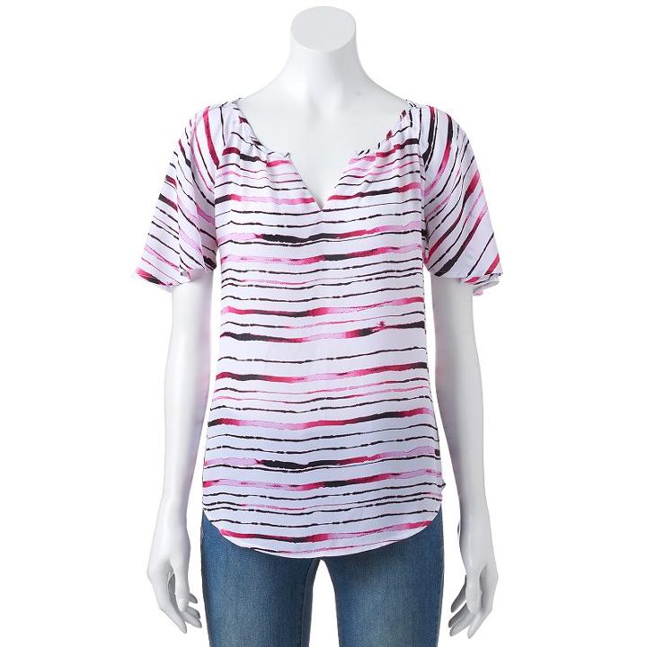 Women's Apt. 9&reg; Flutter Sleeve Top, Size: Large, Pink