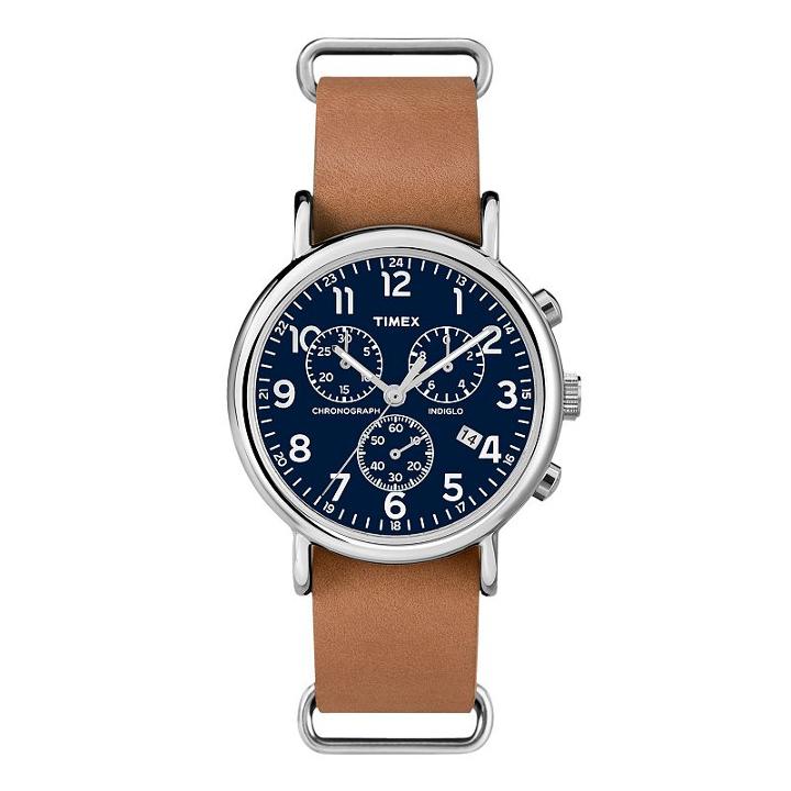 Timex Men's Weekender Leather Chronograph Watch - Tw2p62300jt, Size: Large, Brown