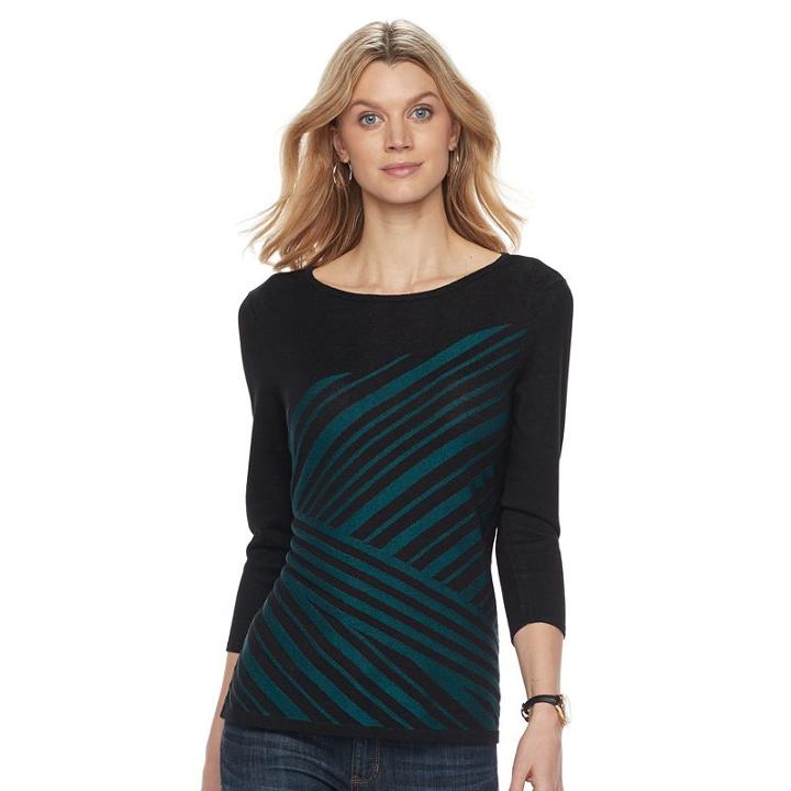 Women's Dana Buchman Striped Boatneck Top, Size: Small, Green
