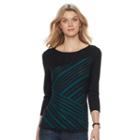 Women's Dana Buchman Striped Boatneck Top, Size: Small, Green