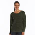 Women's Sonoma Goods For Life&trade; Open-work Crewneck Sweater, Size: Medium, Dark Green