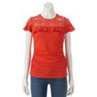 Juniors' Heartsoul Ruched Lace Top, Teens, Size: Xl, Orange Oth