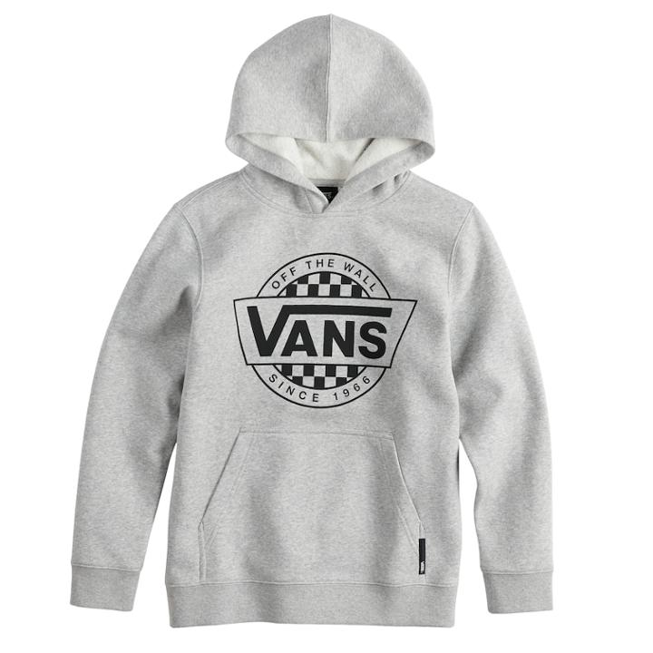Boys 8-20 Vans Checked Pull-over Hoodie, Size: Small, Dark Grey
