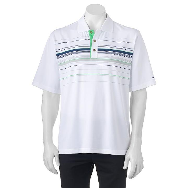 Men's Pebble Beach Classic-fit Chest-striped Performance Golf Polo, Size: Xxl, White
