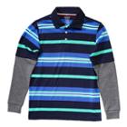 French Toast Striped Mock-layer Tee - Boys 4-7, Boy's, Size: 5, Blue (navy)